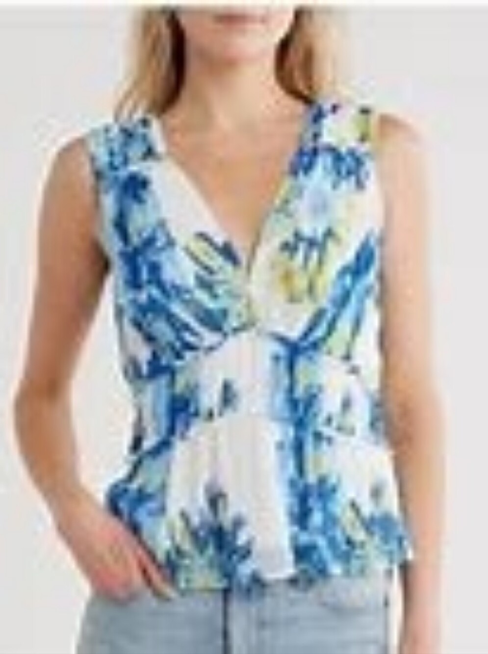 Ramy Brook Milwe Floral Sleeveless Peplum Blouse in the Cloud Blue - Size Small